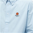 Kenzo Men's Logo Crest Button Down Poplin Shirt in Sky Blue