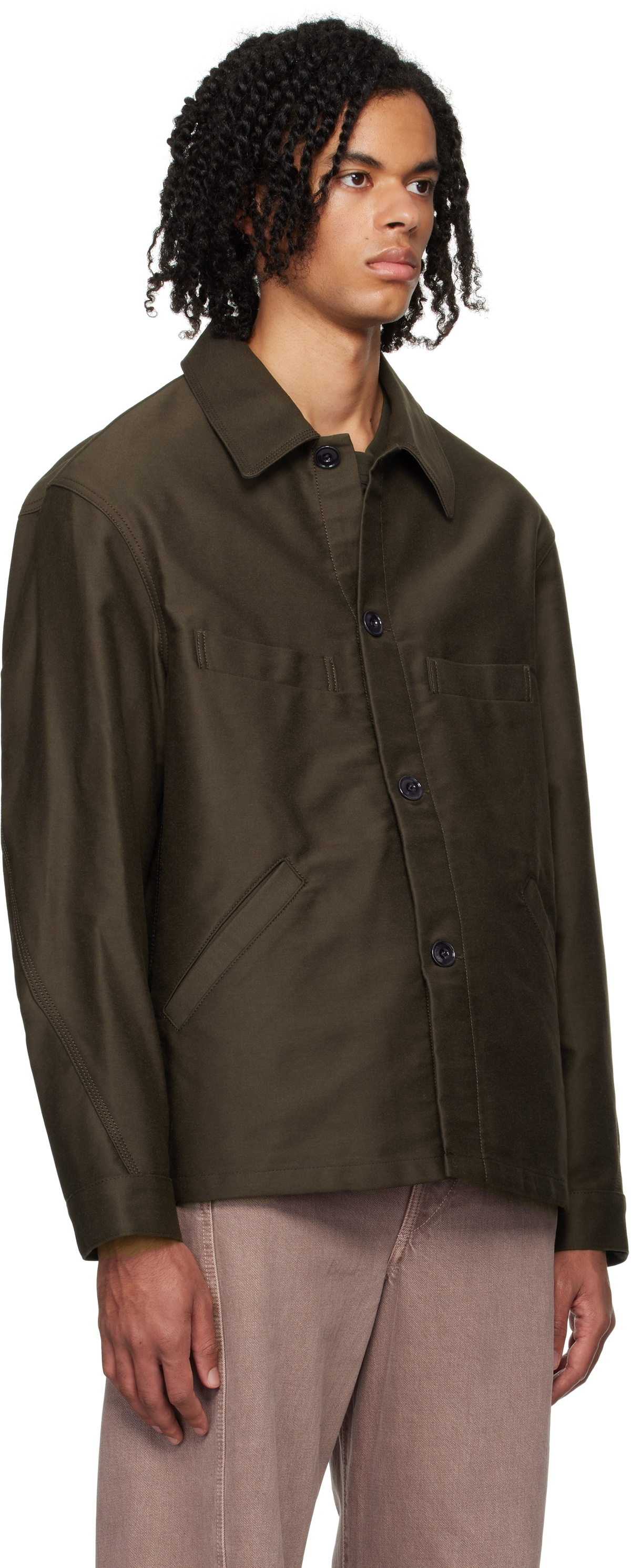 LEMAIRE Brown Twisted Sleeve Workwear Jacket Lemaire