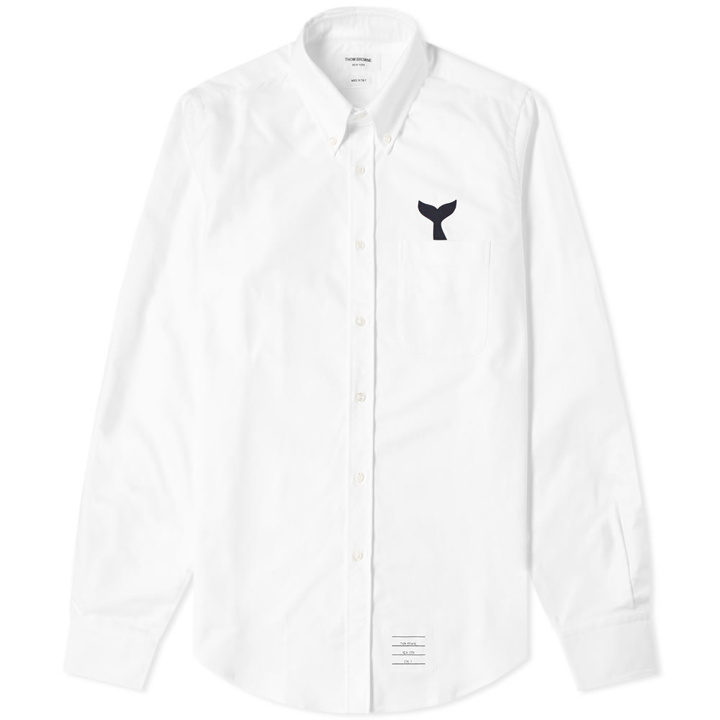 Photo: Thom Browne Whale Embroidered Oxford Shirt White