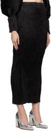 Mame Kurogouchi Black Wrinkle Pleats Maxi Skirt