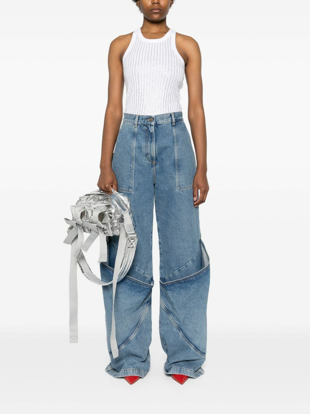 THE ATTICO - Wide-leg Denim Cotton Jeans The Attico