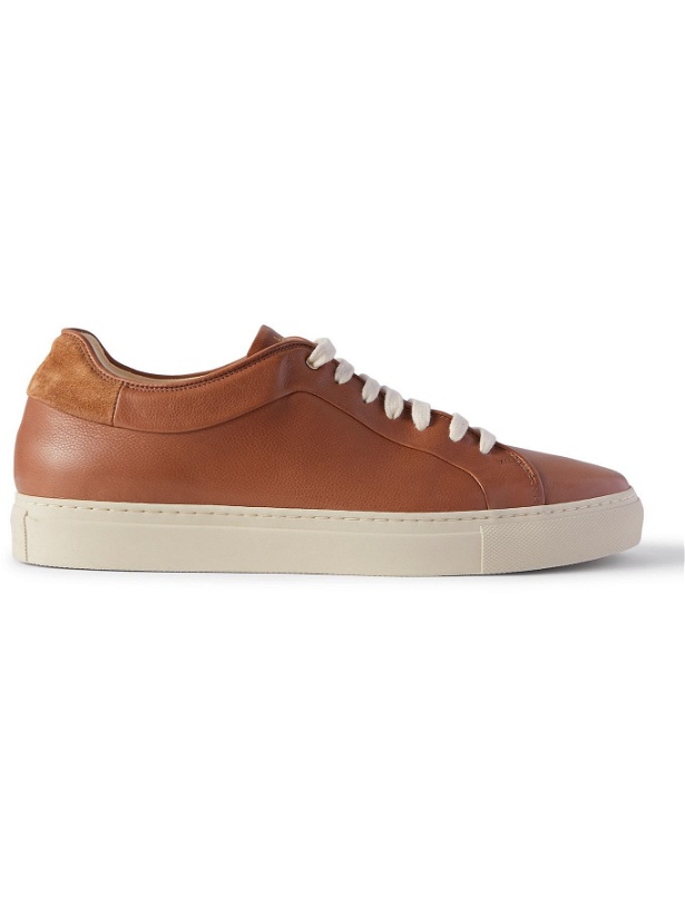 Photo: Paul Smith - Basso Suede-Trimmed Full-Grain Leather Sneakers - Brown