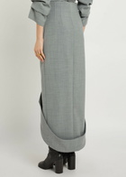 A.W.A.K.E Mode Jacket-collar Darted Woven Midi Skirt Grey