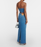 Giuseppe di Morabito Rose-appliqué denim bustier