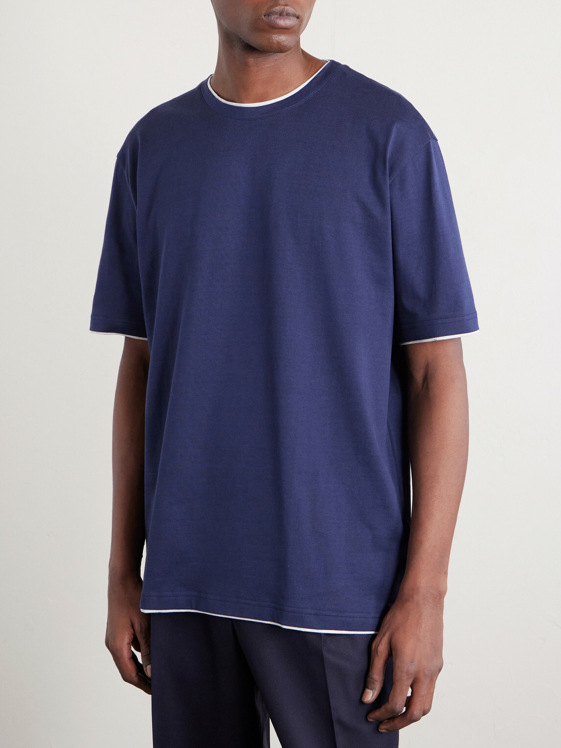 Eleventy - Giza Cotton-Jersey T-Shirt - Blue