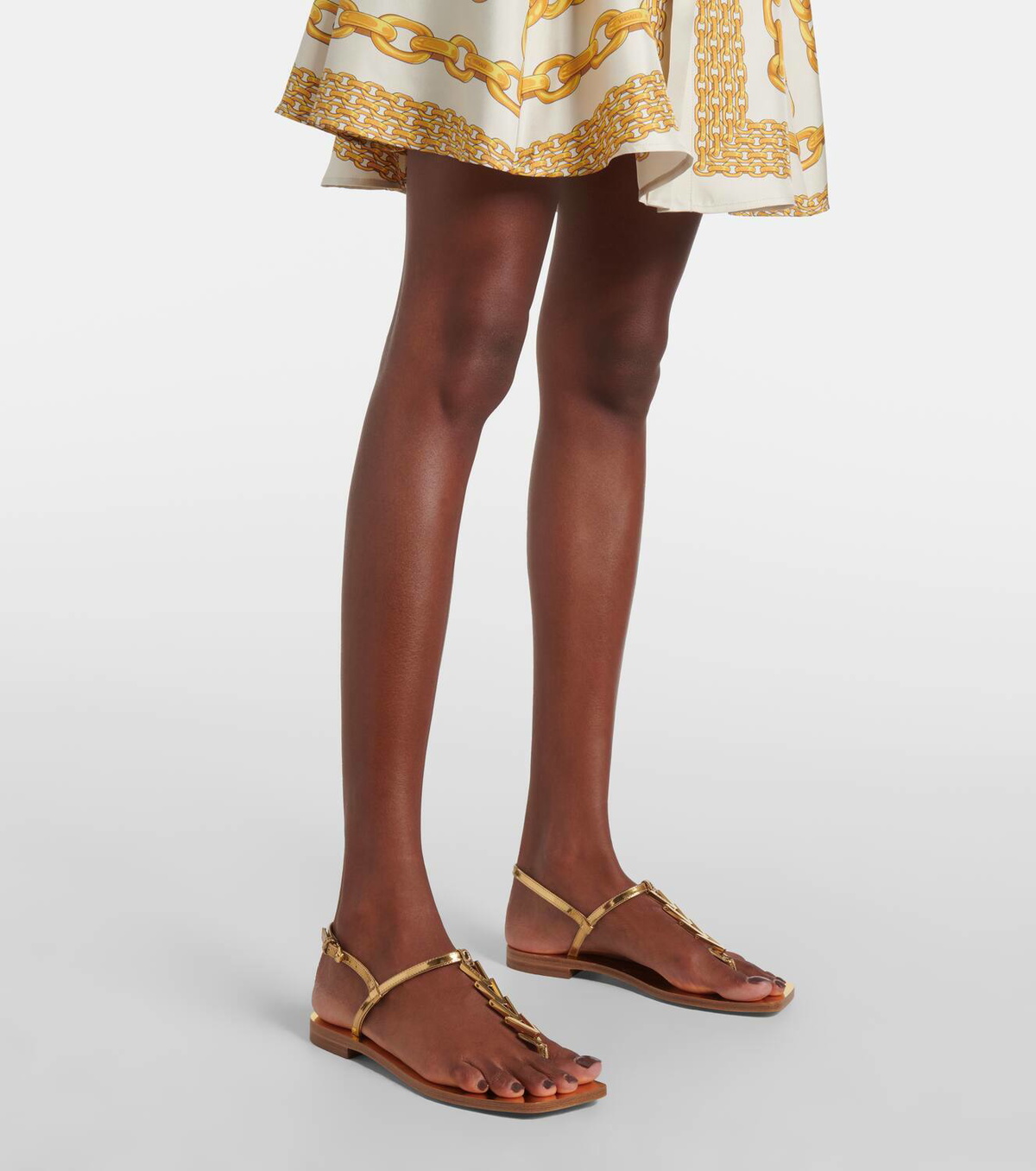 Versace Metallic leather thong sandals