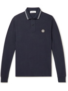 Stone Island - Logo-Appliquéd Stretch-Cotton Piqué Polo Shirt - Blue