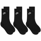 Nike Men's Everyday Essential Sock - 3 Pack in Black/White
