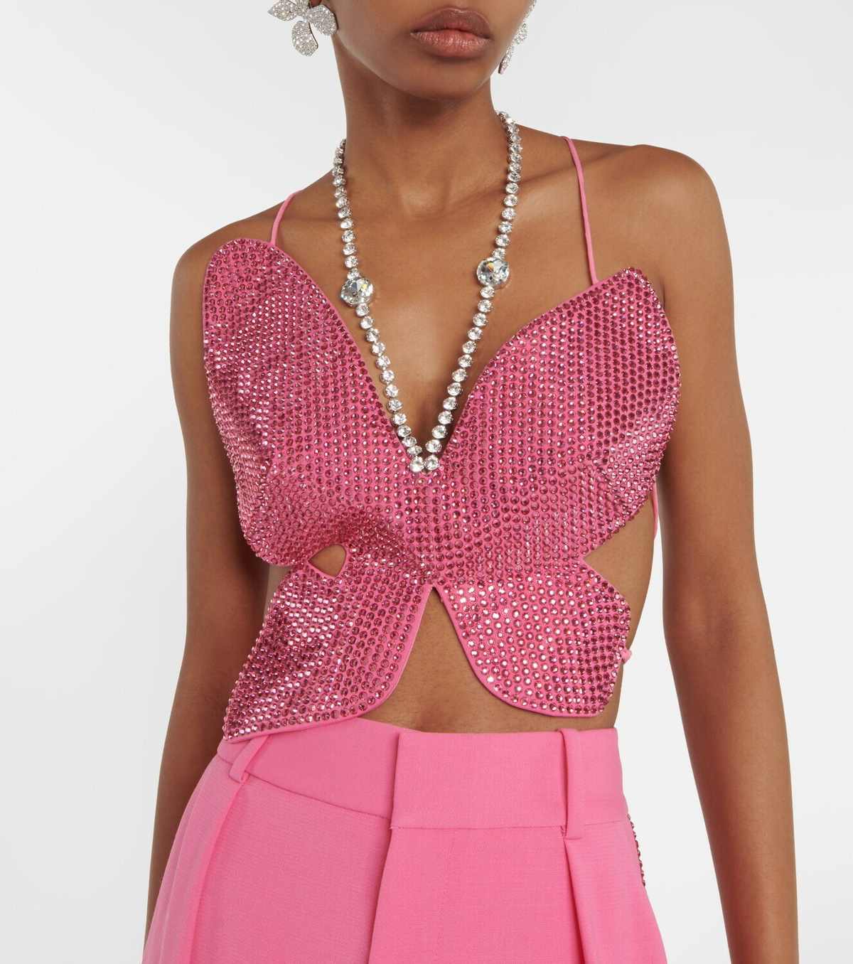 Area Butterfly embellished wool-blend top