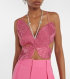 Area Butterfly embellished wool-blend top