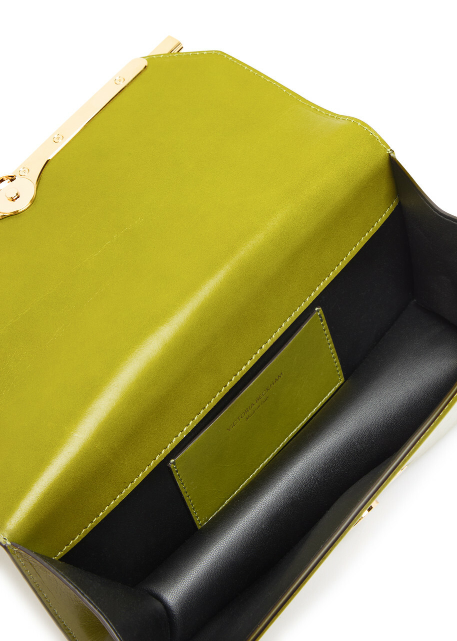Victoria Beckham The 202 Cracked-effect Leather Clutch - Green - One Size