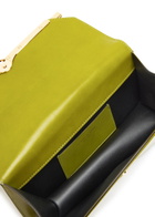 Victoria Beckham The 202 Cracked-effect Leather Clutch - Green - One Size