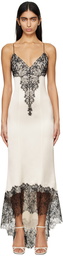 Balmain Off-White & Black Lace Midi Dress