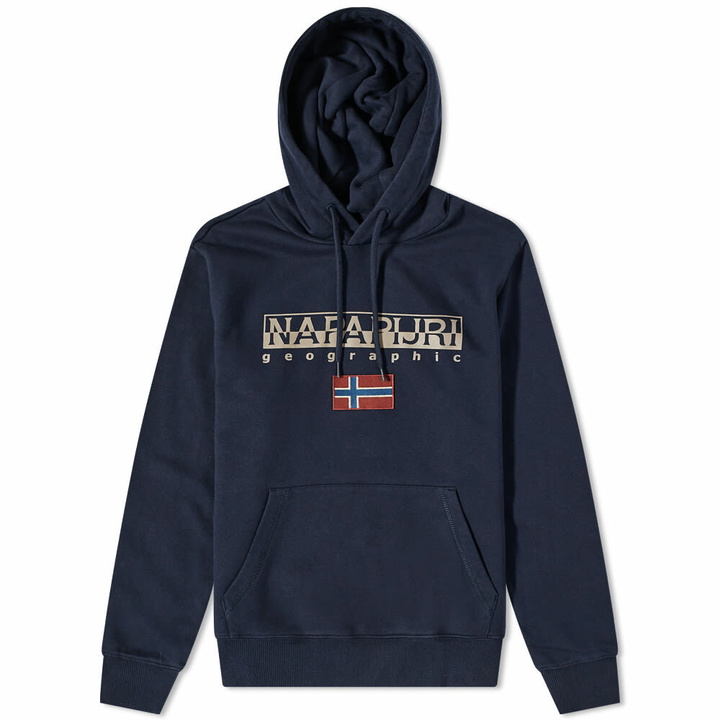 Photo: Napapijri Men's Logo Flag Hoody in Blue Marine