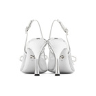 Dolce and Gabbana Silver Mesh Bejewelled Bow Slingback Heels