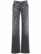 BLUMARINE Embroidered Denim Straight Jeans