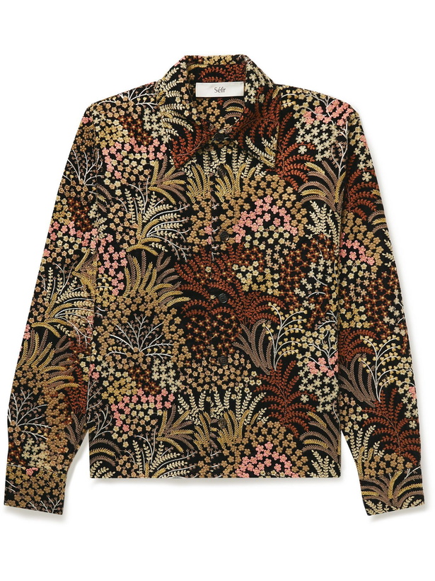 Photo: Séfr - Halva Embroidered Velvet Overshirt - Multi