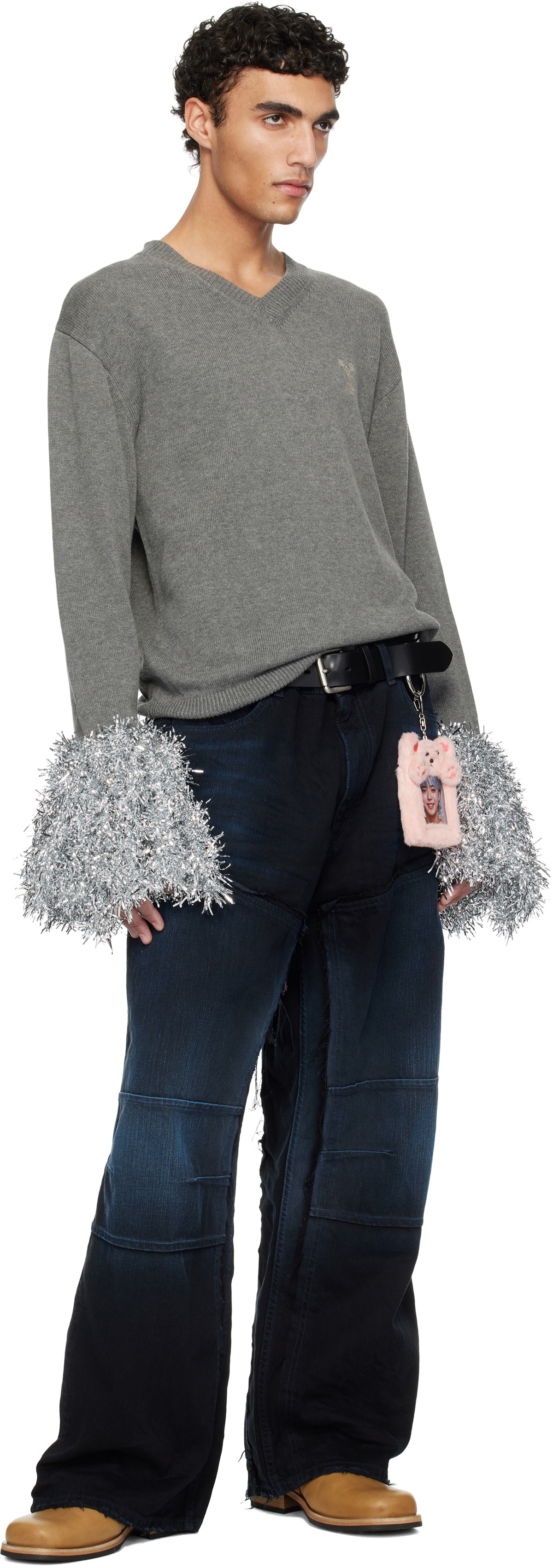 トップス Doublet - CHEERLEADING POMPON CARDIGAN Doublet Gray Cheerleading Pompon Sweater In Grey | ModeSens