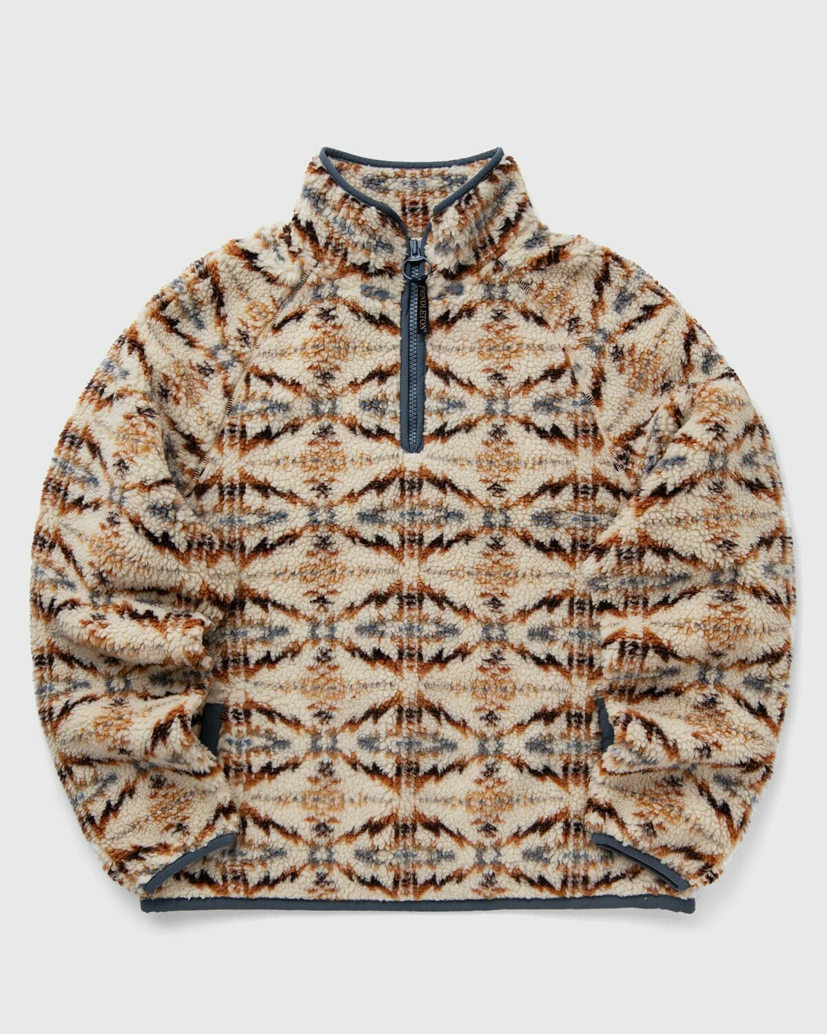 Pendleton PULLOVER QUARTER ZIP FLEECE Beige Mens Half-Zip