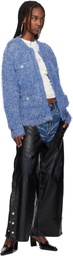 doublet Blue Tweed Knit Cardigan