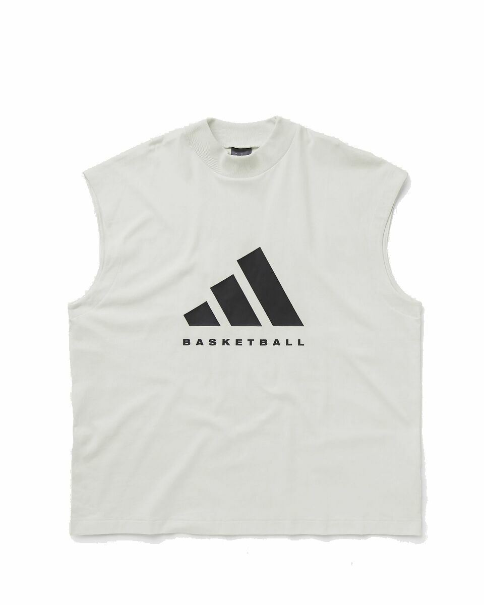 Photo: Adidas One Basketball Sleeveless Sweatshirt White - Mens - Sweatshirts