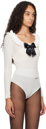SHUSHU/TONG Off-White Neck-Embellished Knitwear Bodysuit
