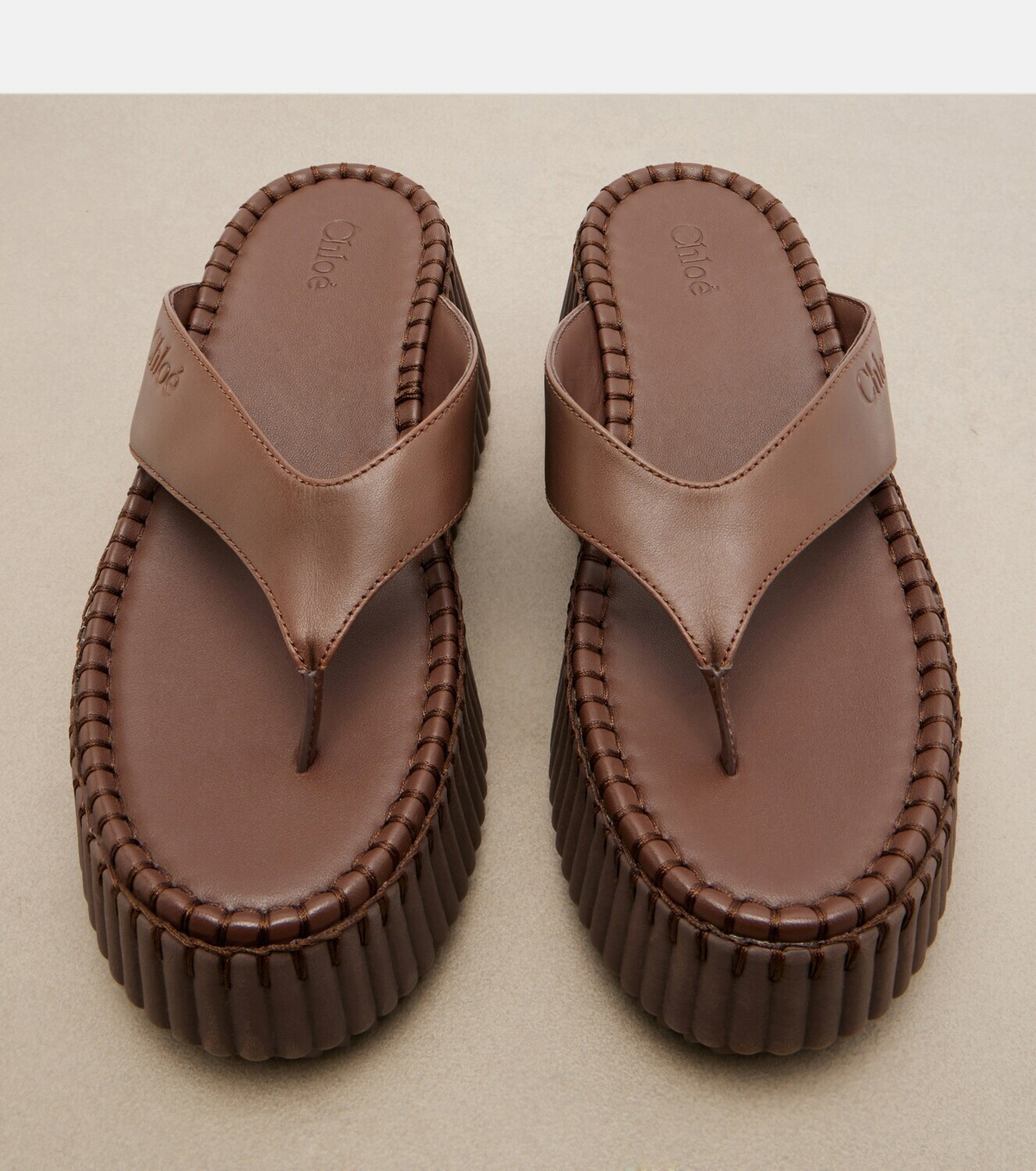 Chloé Nama leather platform thong sandals