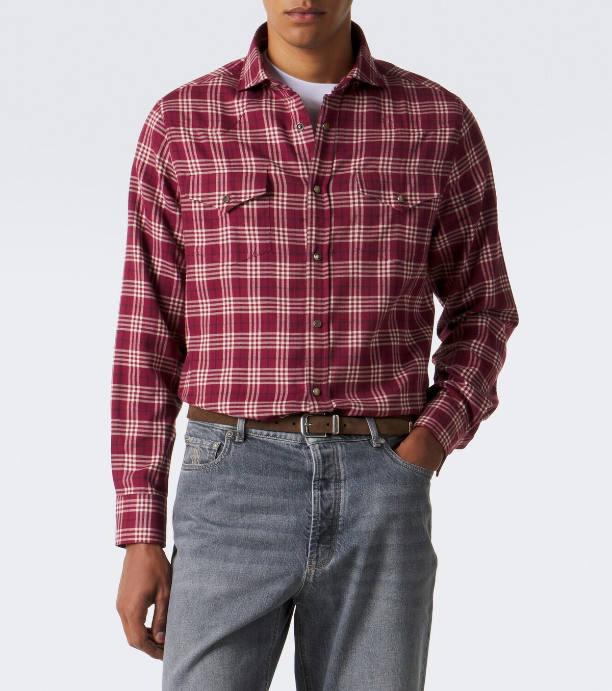 Brunello Cucinelli Checked cotton-blend flannel shirt