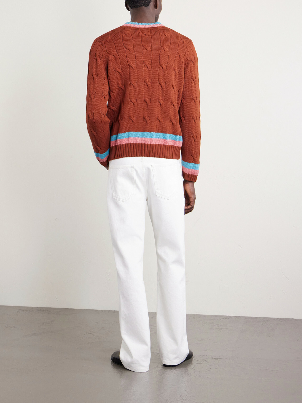 BODE - Logo-Embroidered Cable-Knit Cotton Sweater - Brown