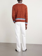 BODE - Logo-Embroidered Cable-Knit Cotton Sweater - Brown