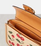Valentino Garavani 9TO5 Cherryfic raffia-effect shoulder bag