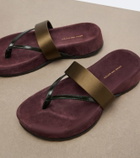 Dries Van Noten Satin and leather thong sandals