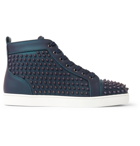 Christian Louboutin - Louis Orlato Spikes Iridescent Leather High-Top Sneakers - Blue