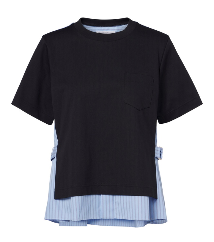 Photo: Sacai Layered cotton jersey and poplin top