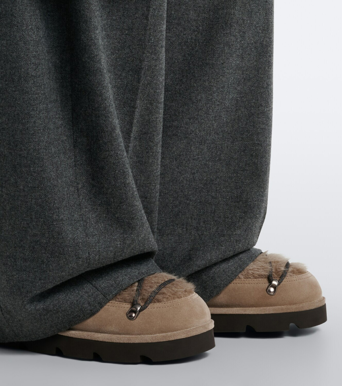 Brunello Cucinelli Shearling and suede snow boots