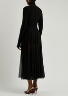Norma Kamali Semi-sheer Mesh and Jersey Midi Dress Black