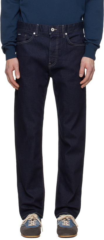 Photo: BOSS Navy Straight-Fit Stretch Jeans