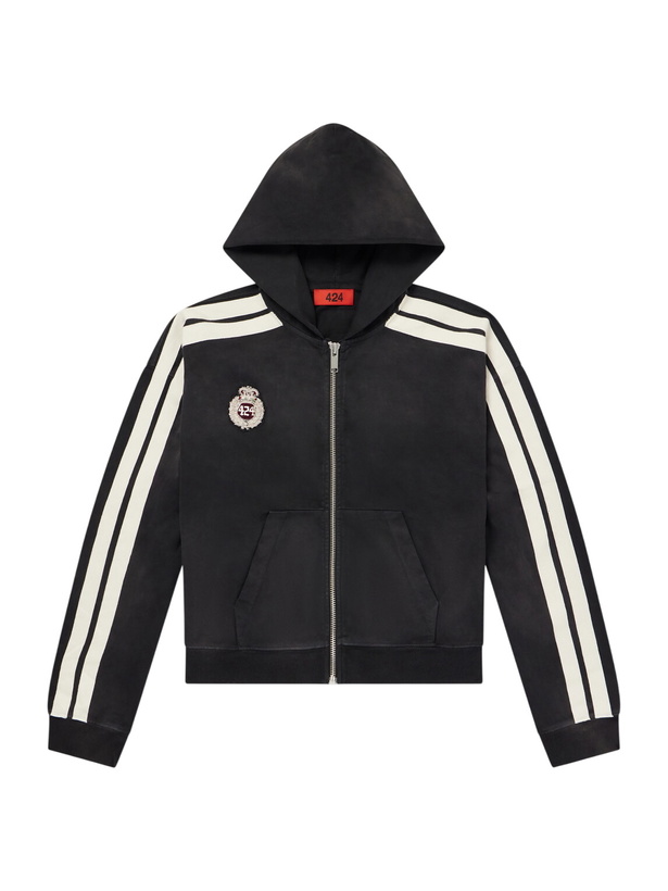 Photo: 424 - Academy Logo-Appliquéd Cotton-Jersey Zip-Up Hoodie - Black