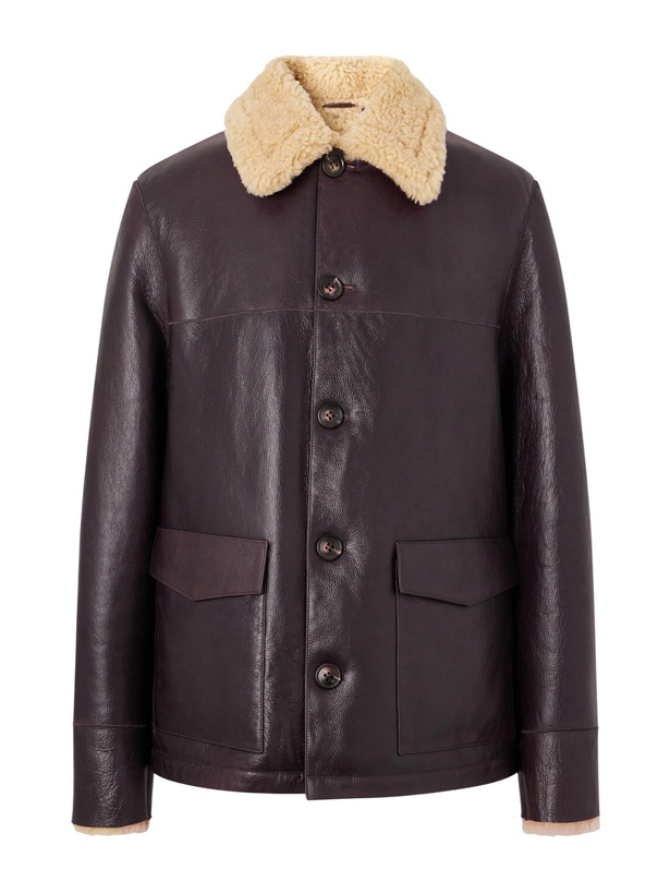 Photo: Officine Générale - Ilan Shearling-Lined Leather Jacket - Brown