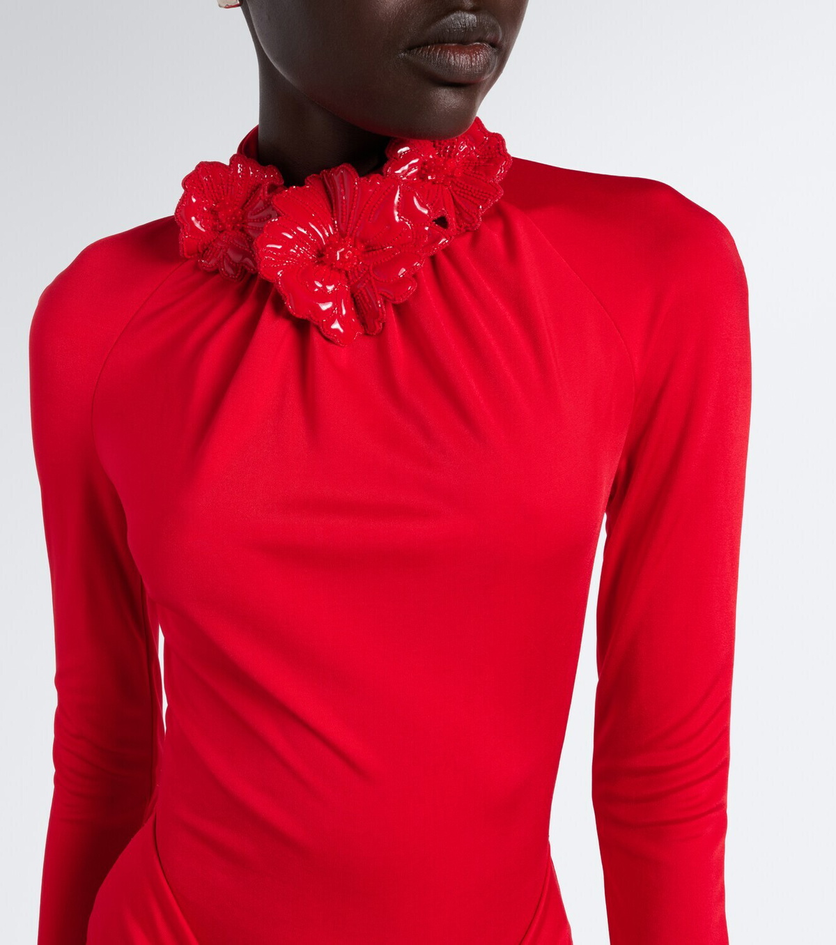 David Koma Draped floral-appliqué gown