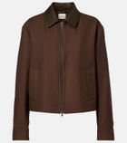Vince Cropped leather-trimmed cotton twill jacket