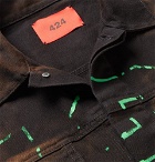 424 - Logo-Print Tie-Dyed Denim Jacket - Black