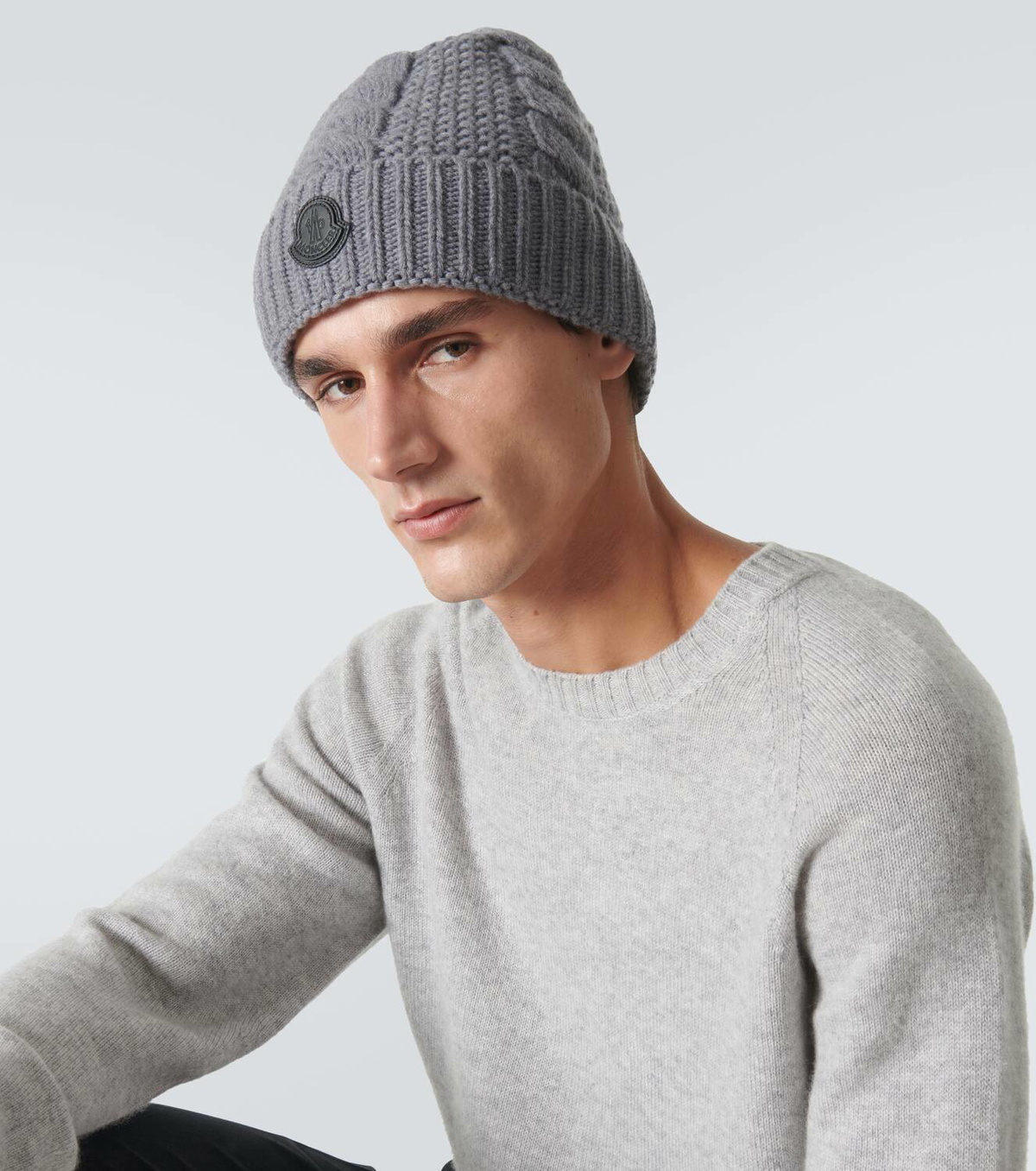 Moncler Cable-knit wool and cashmere beanie Moncler