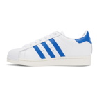 adidas Originals White and Blue Superstar Sneakers