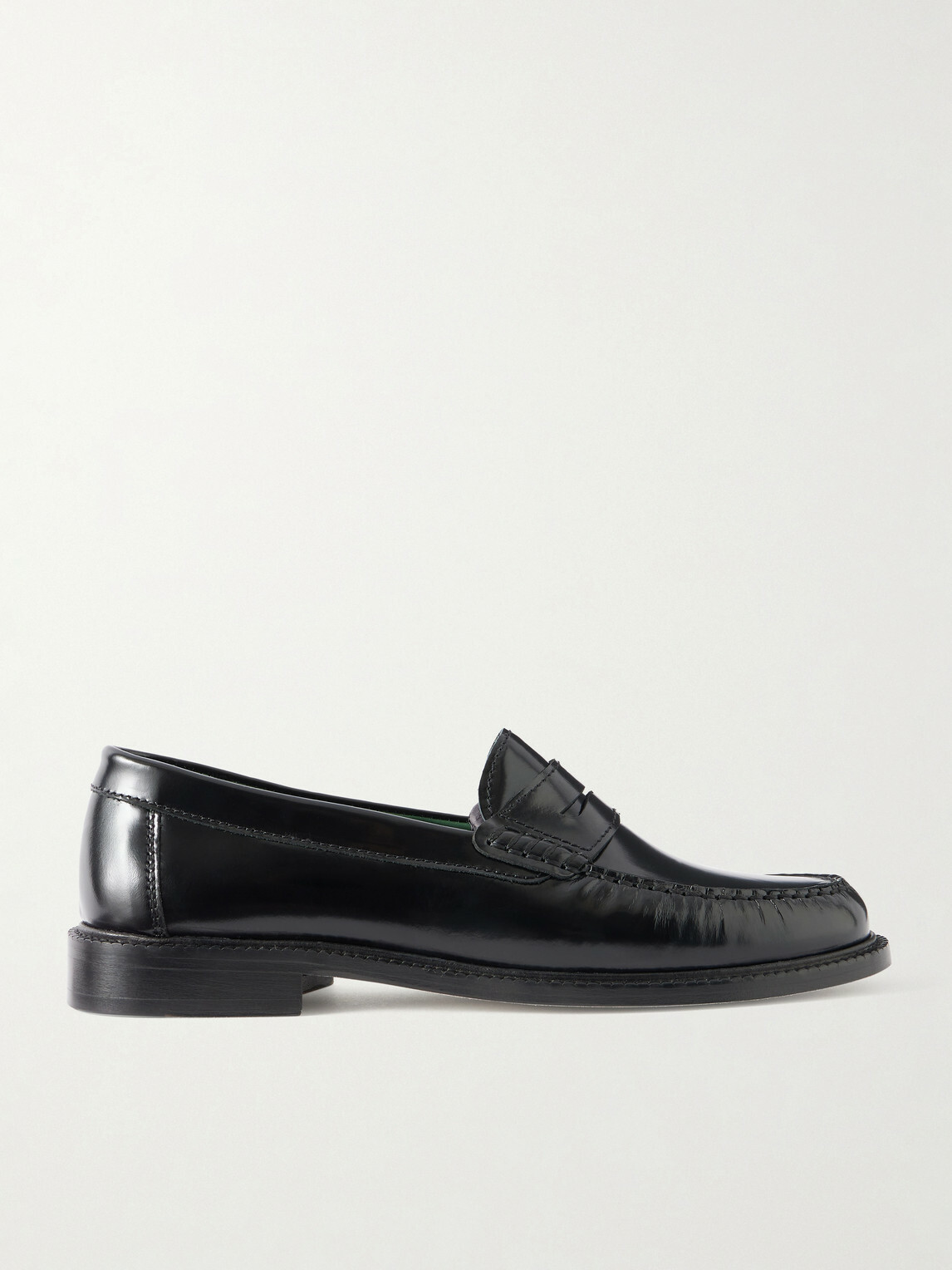 VINNY's - Yardee Polished-Leather Penny Loafers - Black