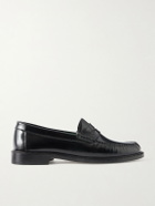 VINNY's - Yardee Polished-Leather Penny Loafers - Black