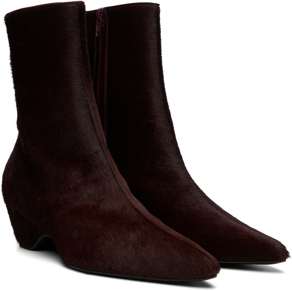 KHAITE Burgundy Sybil Ankle Boots