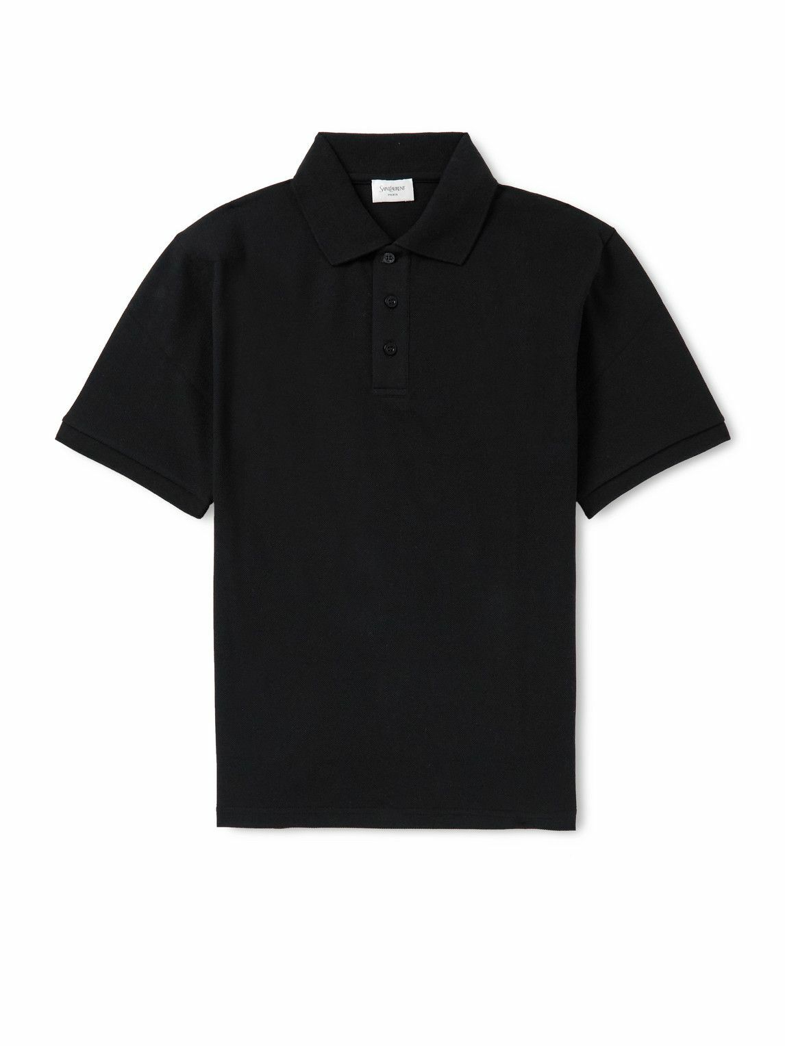 SAINT LAURENT - Logo-Embroidered Cotton-Blend Piqué Polo Shirt - Black