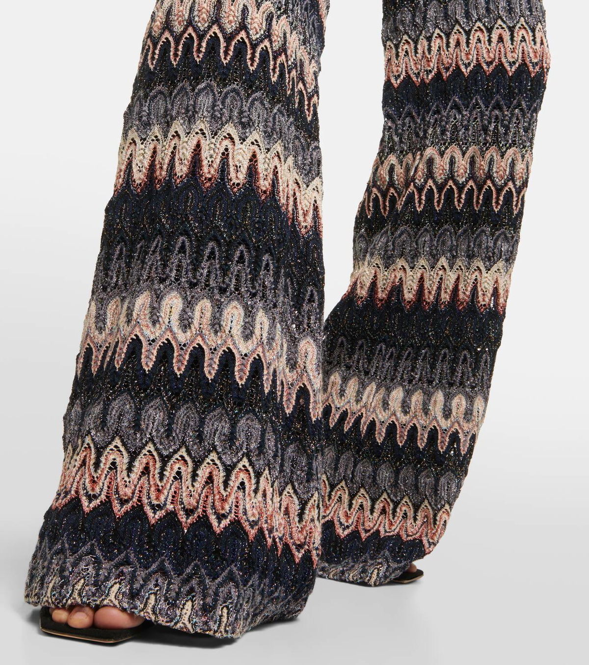 Missoni Zig Zag metallic knit flared pants