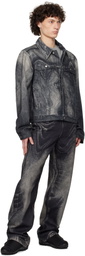 CAMPERLAB Black & Gray Distorted Print Denim Jacket